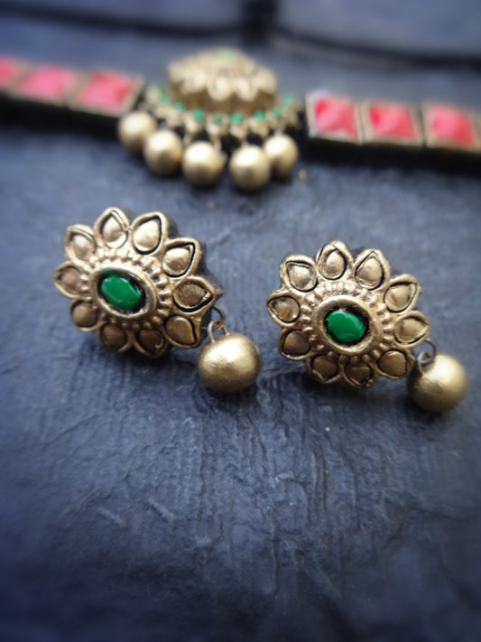 Indus Terracotta Pooni— red & Gold Necklace Set