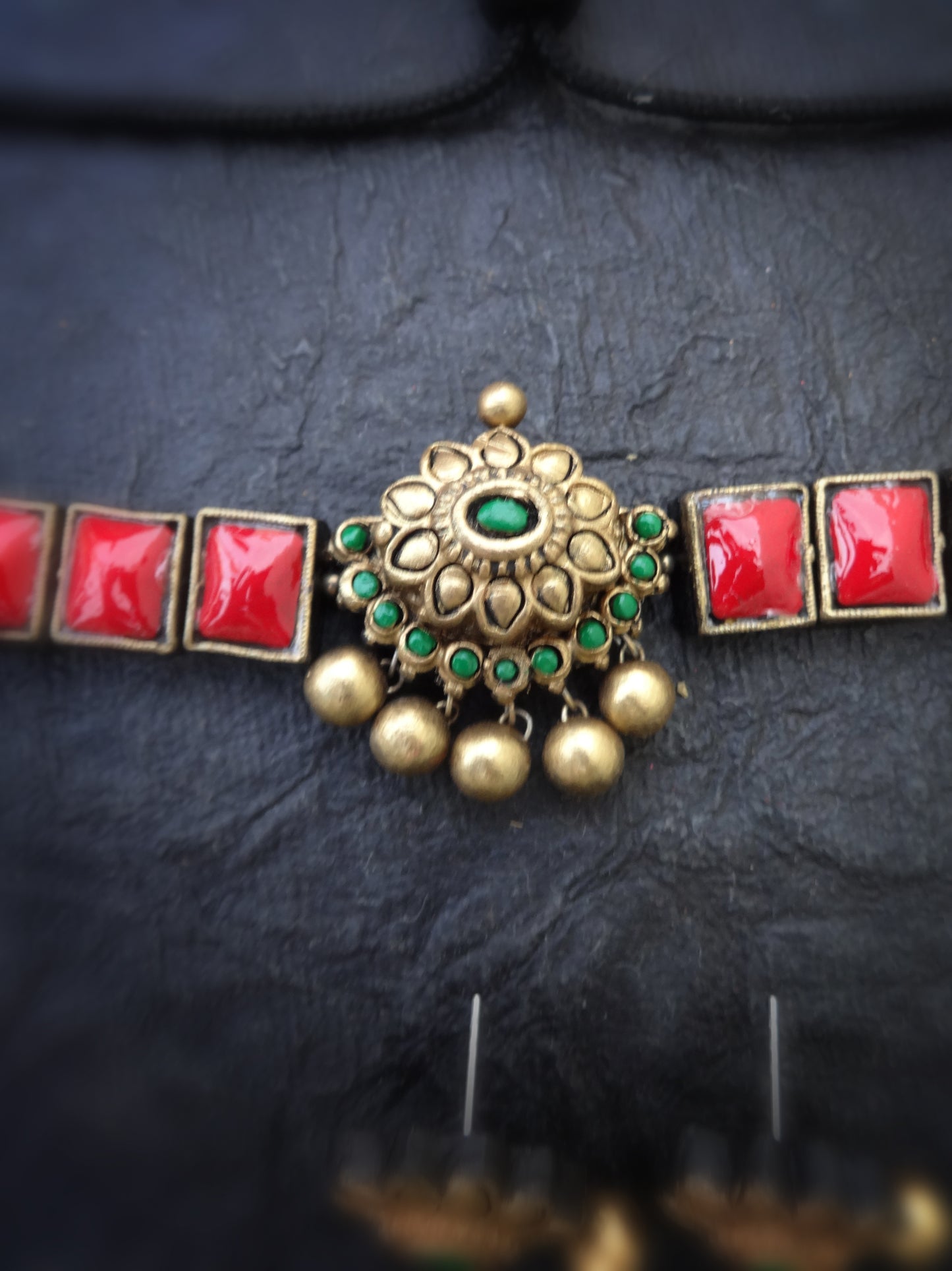 Indus Terracotta Pooni— red & Gold Necklace Set