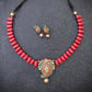 Indus Terracotta  pavai — red & Gold Necklace Set