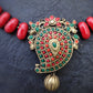 Indus Terracotta  pavai — red & Gold Necklace Set