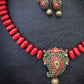 Indus Terracotta  pavai — red & Gold Necklace Set