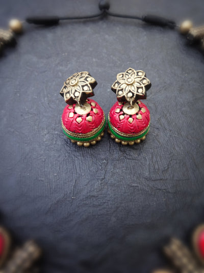 Indus Terracotta Mythili — Pink & Gold Necklace Set