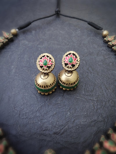 Indus Terracotta Hemambari — Multi Color Necklace Set