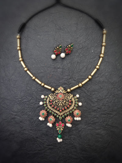 Indus Terracotta Lavanya — Antique Gold Necklace Set