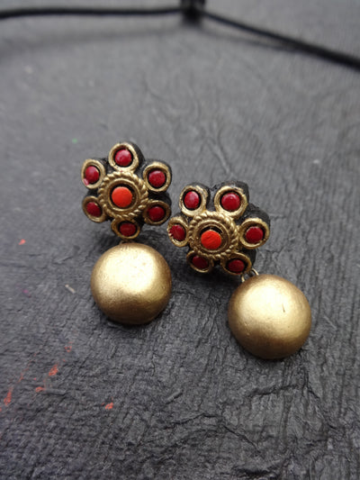 Indus Terracotta Rathna — Pink & Gold Necklace Set