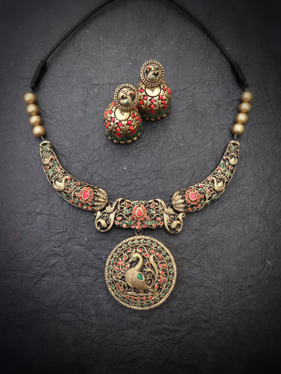 Indus Terracotta Ponni — Antique Gold Necklace Set