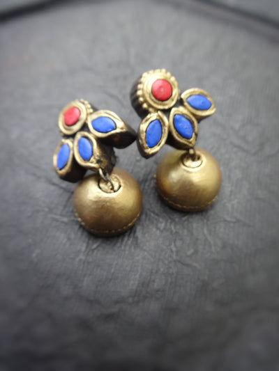 Indus Terracotta Thenmozhi — Blue & Gold Choker Set