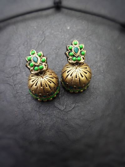 Indus Terracotta Vaani — Green & Gold Necklace Set