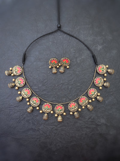Indus Terracotta  Nila— red & Gold Necklace Set