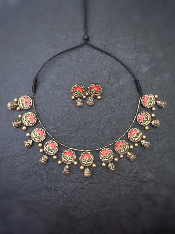 Indus Terracotta  Nila— red & Gold Necklace Set