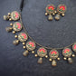 Handmade Terracotta Necklace Set – Nila Red & Gold