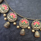 Handmade Terracotta Necklace Set – Nila Red & Gold