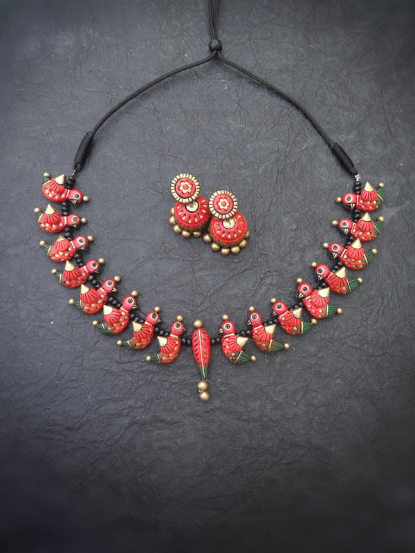 Indus Terracotta Vanitha — Red & Gold Choker Set